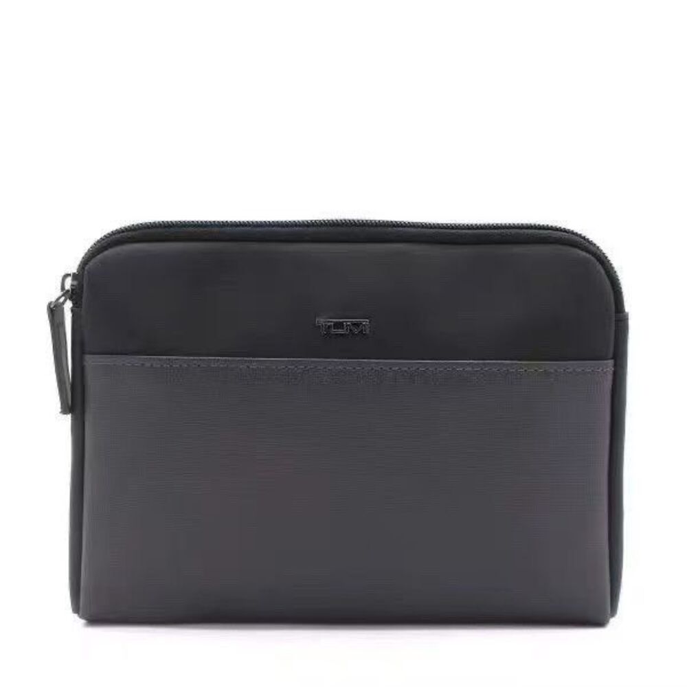 TUMI Canvas Amenity Kit Travel Pouch Toiletry Bag Dark Gray Delta NWOT
